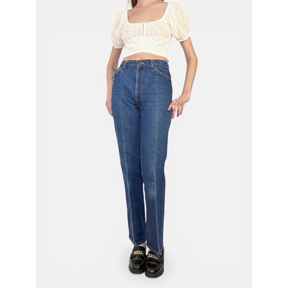 80s Vintage Chic Mom Jeans High Rise Medium Wash Straight Leg Tall Sz Small